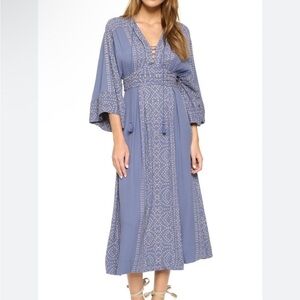 Elegant Blue Patterned Women's Dress